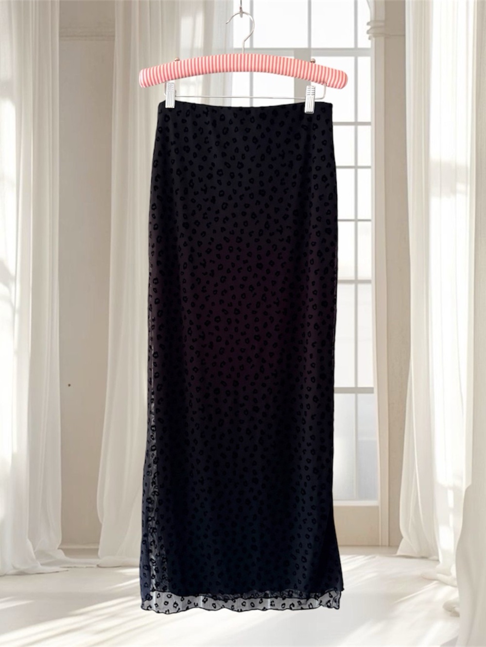 NWOT Urban Social Black Leopard Print  Maxi Skirt Size M